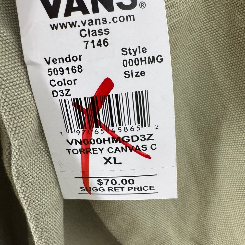 Vans Torrey Canvas Coach Jacket Men's XL Light Green Snap Front Cotton NEW - Picture 9 of 11